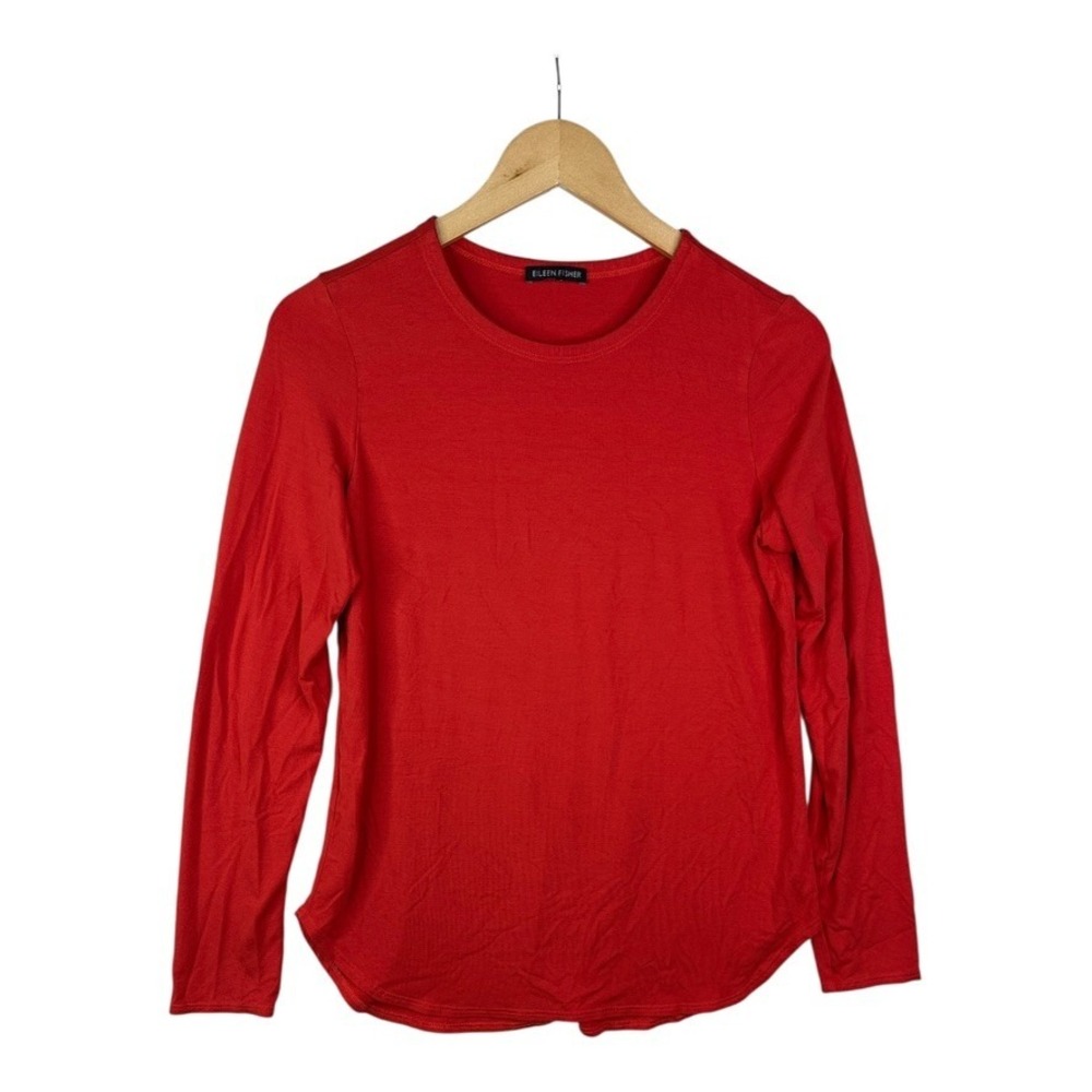Eileen Fisher Womens Red Long Sleeve Top Size Medium